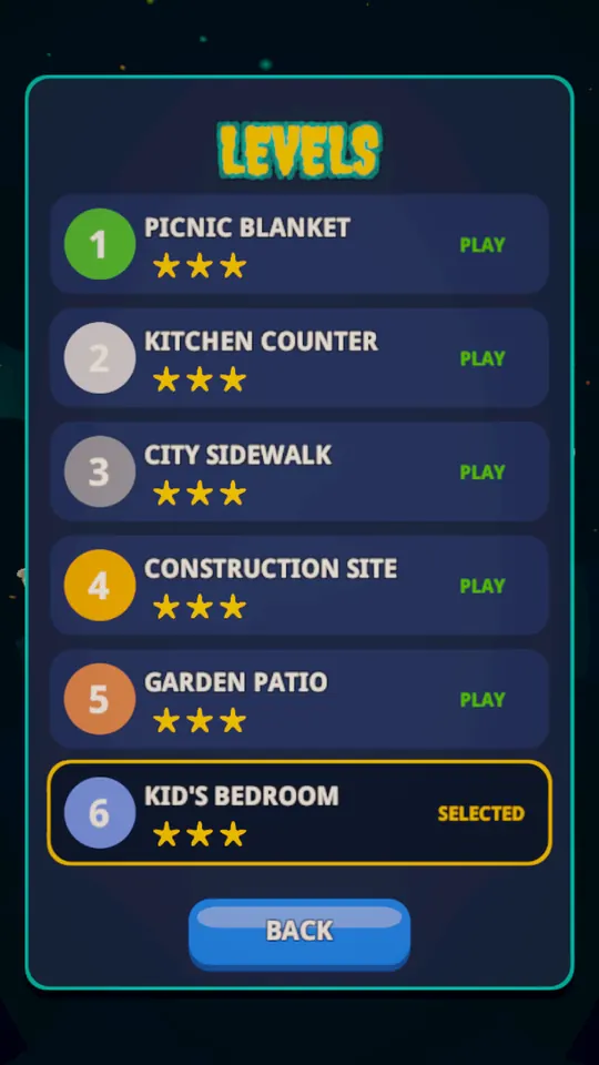Level select with the six worlds